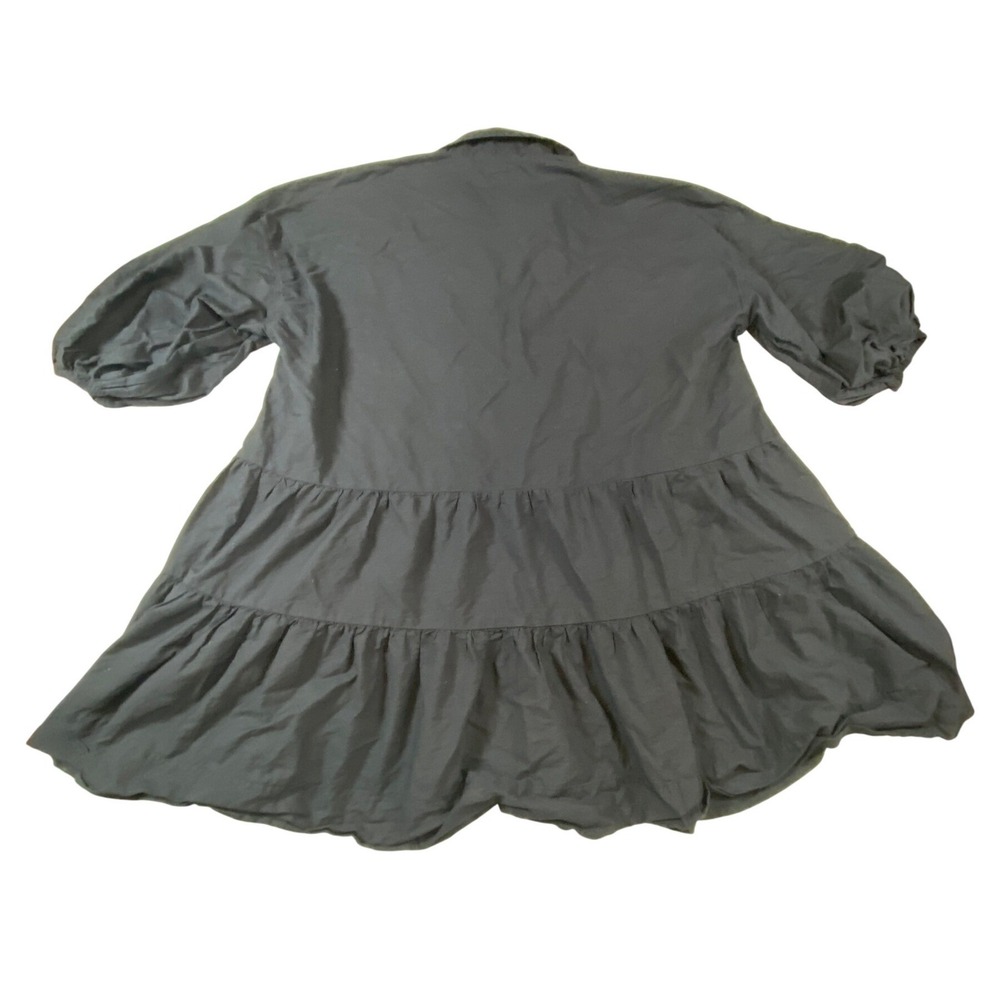 Free People Free-est Black Tiered Mini Dress Oversized Babydoll Balloon Sleeve M - Picture 5 of 10